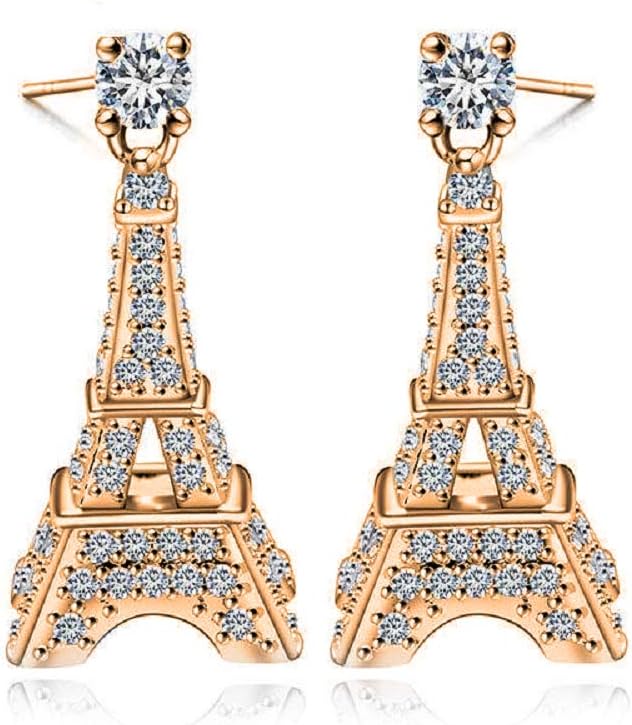 Garoff CollectionLove Paris Eiffel Tower Crystal Stud Dangle Earrings Parisian