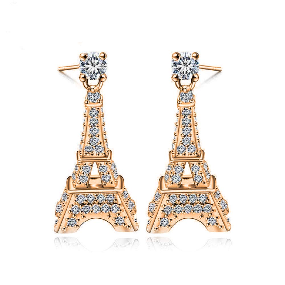 Garoff CollectionLove Paris Eiffel Tower Crystal Stud Dangle Earrings Parisian