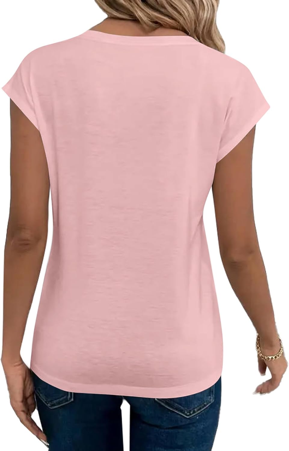 Women Graphic Tees Shirt Print V Neck Cap Sleeve Casual T Summer Tops - Image 2