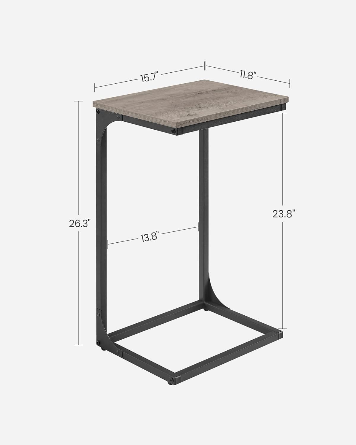 VASAGLE C-Shaped End Table, Side Table for Sofa, Couch Table with Metal Frame, Small TV Tray Table for Living Room, Bedroom, Greige and Black - Image 3