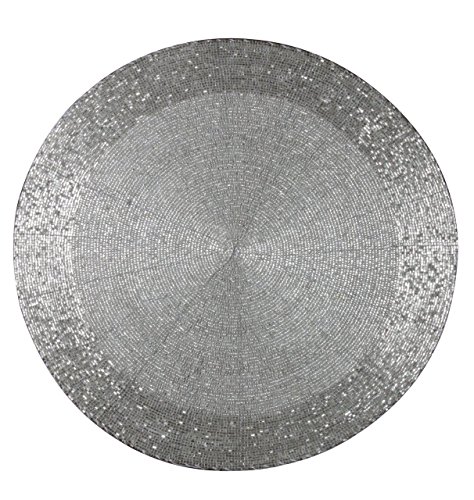 Tischset mit silberfarbenen Perlen, 30 cm, für Hochzeit, Party, Tischdekoration, Geschenk, festlich, Weihnachten, rund, 30,5 cm Cover
