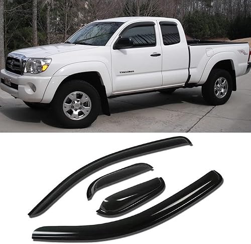 Miniatura 9 de 94056 Deflector de viento para ventana lateral, juego de 4 protectores de lluvia con cinta de canal, visera de ventana para Toyota Tacoma 2005-2015