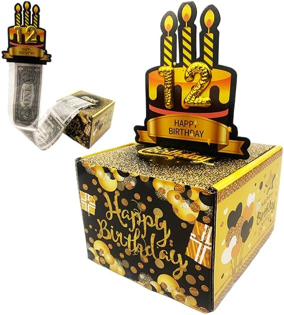 Birthday Money Pull Box, Money Box for Cash Gift, A Fun Way to Give Cash Gifts to Close Family and Friends on Their Birthdays (Golden)