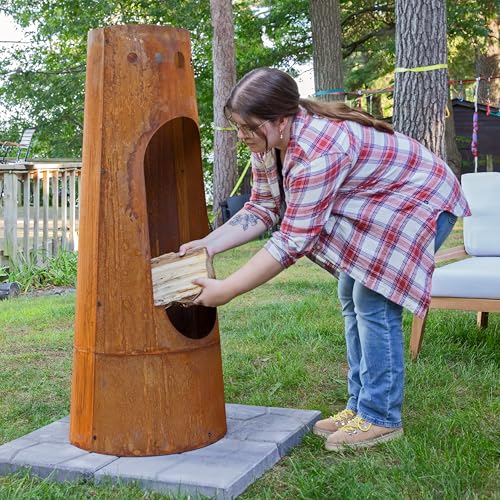 Sunnydaze Santa Fe 50-Inch Rustic Outdoor Wood-Burning Chiminea Fire Pit with Rust Patina Finish - Chiminea Outdoor Fireplace with Wood Grate - Image 4