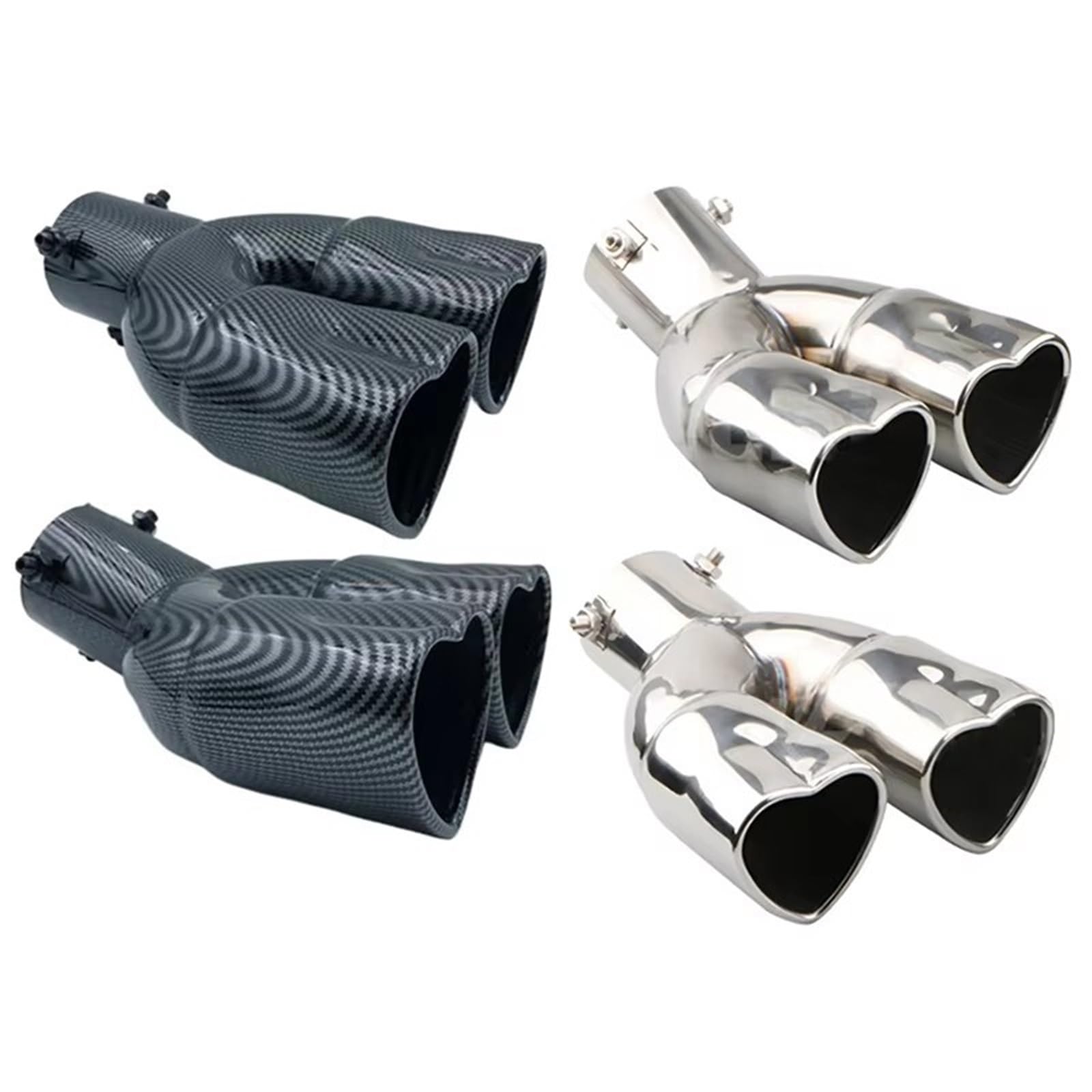 Car Silencer Końcówka tłumika w kształcie serca Samochód Auto Stalowa końcówka rury wydechowej Części zamienne Podwójne końcówki rur wydechowych(Style curle)