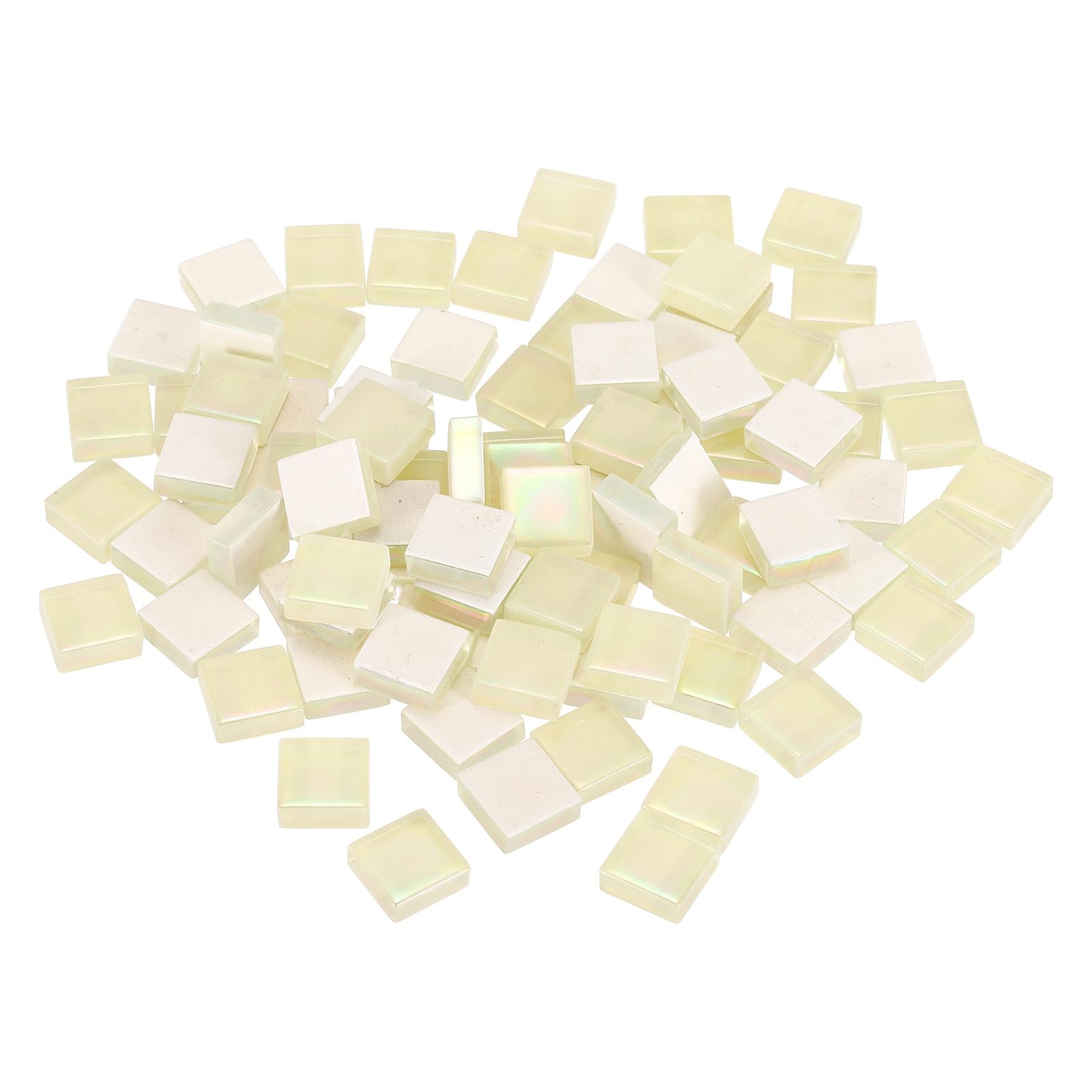 sourcing map Mosaic Tiles, 1 x 1cm Micro Glass Tiny Mini Mosaic Tile DIY Hobbies Handmade Crystal Free Stone Craft Material Creativity (AB Light Yellow Pack of 110)