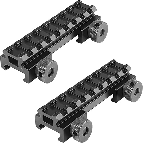 360 Tactical Picatinny - Soporte elevador corto de perfil alto de 1 pulgada, color negro mate, 8 ranuras para telescopios y ópticas (12 montaje
