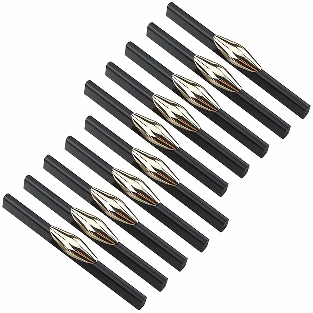 Poignées d'armoires de cuisine 128mm noir et or pour meuble et tiroir x10