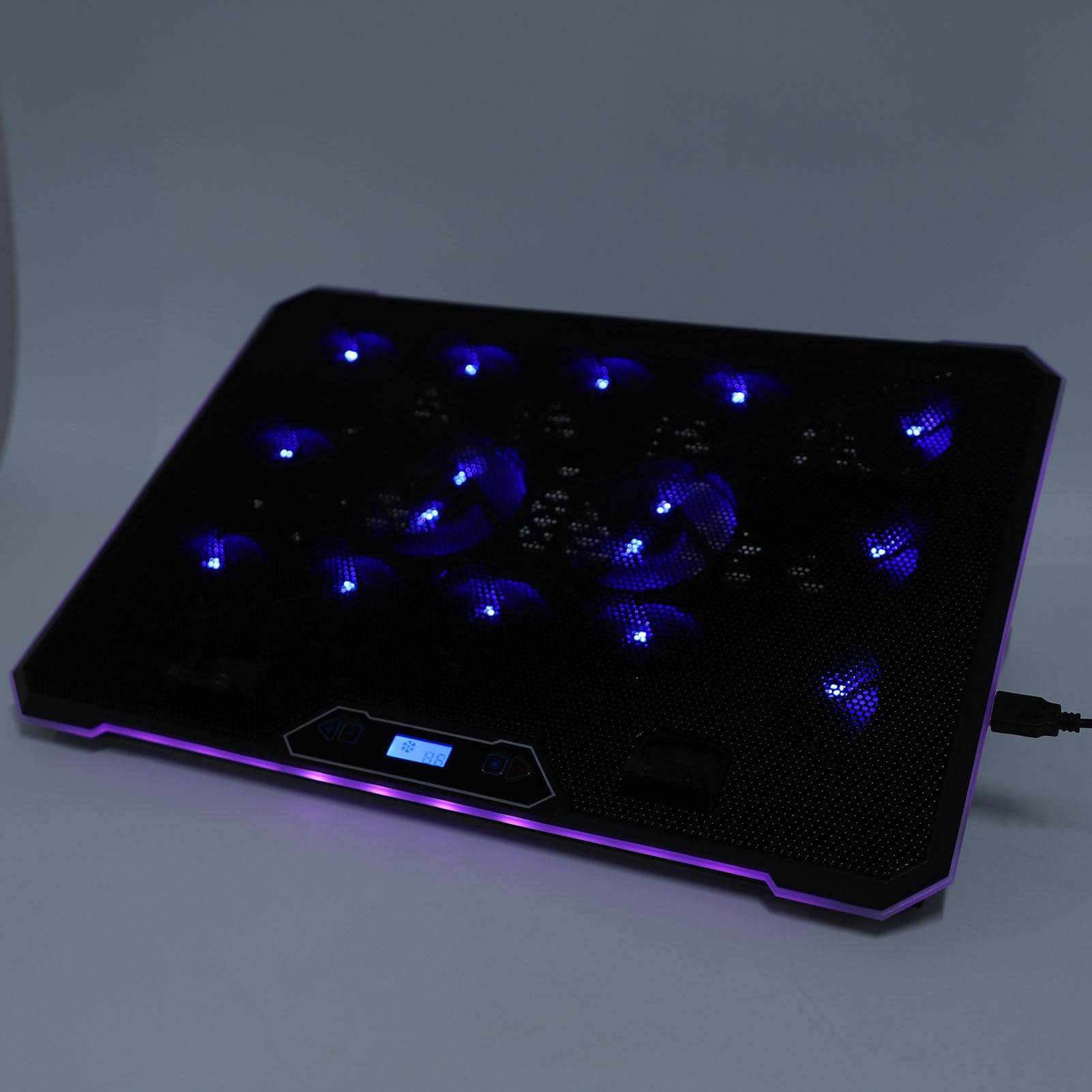 Bewinner Almohadilla de Refrigeración RGB para Ordenador Portátil, Iluminación Personalizable, Construcción Estable, Enfriador de Ordenador Portátil de 12-19 Pulgadas para Jugadores, Aleación de (14