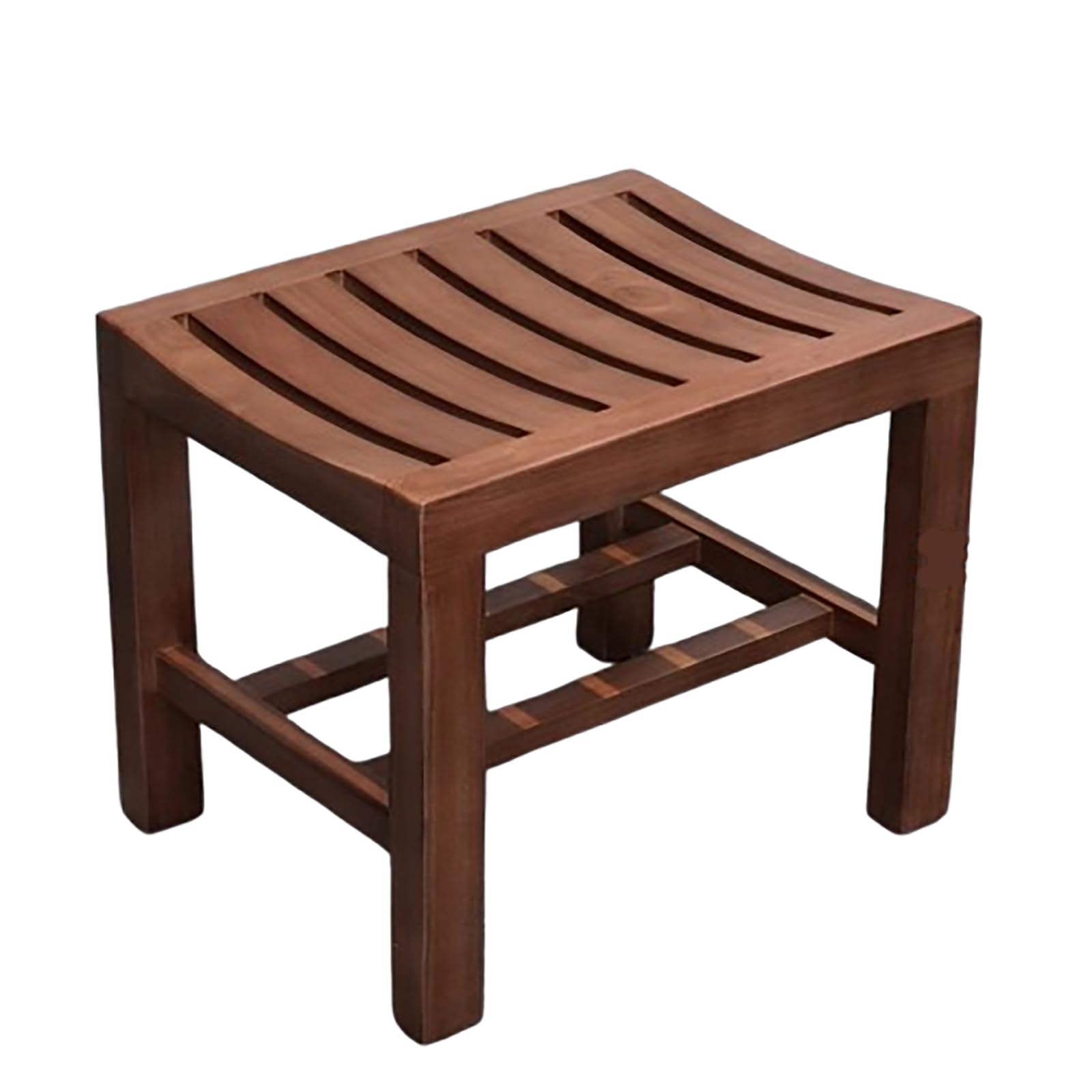 Taburete de ducha de madera maciza, silla de patio sin respaldo con estante para uso en interiores y exteriores, muebles de jardín (16.5 x 12.9 x 13.8 pulgadas, beige)
