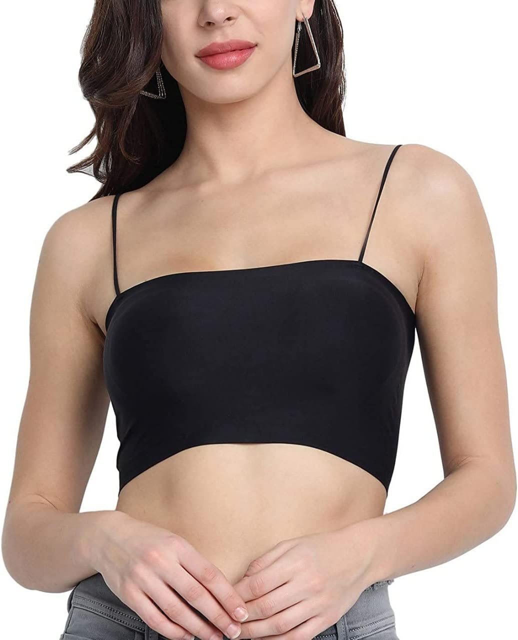 PINGAKSH ENTERPRISE Women's Cotton Padded Cami Bra | Longline Sports Bra | Wire Free Cami Tank Top for Workout, Fitness, Yoga