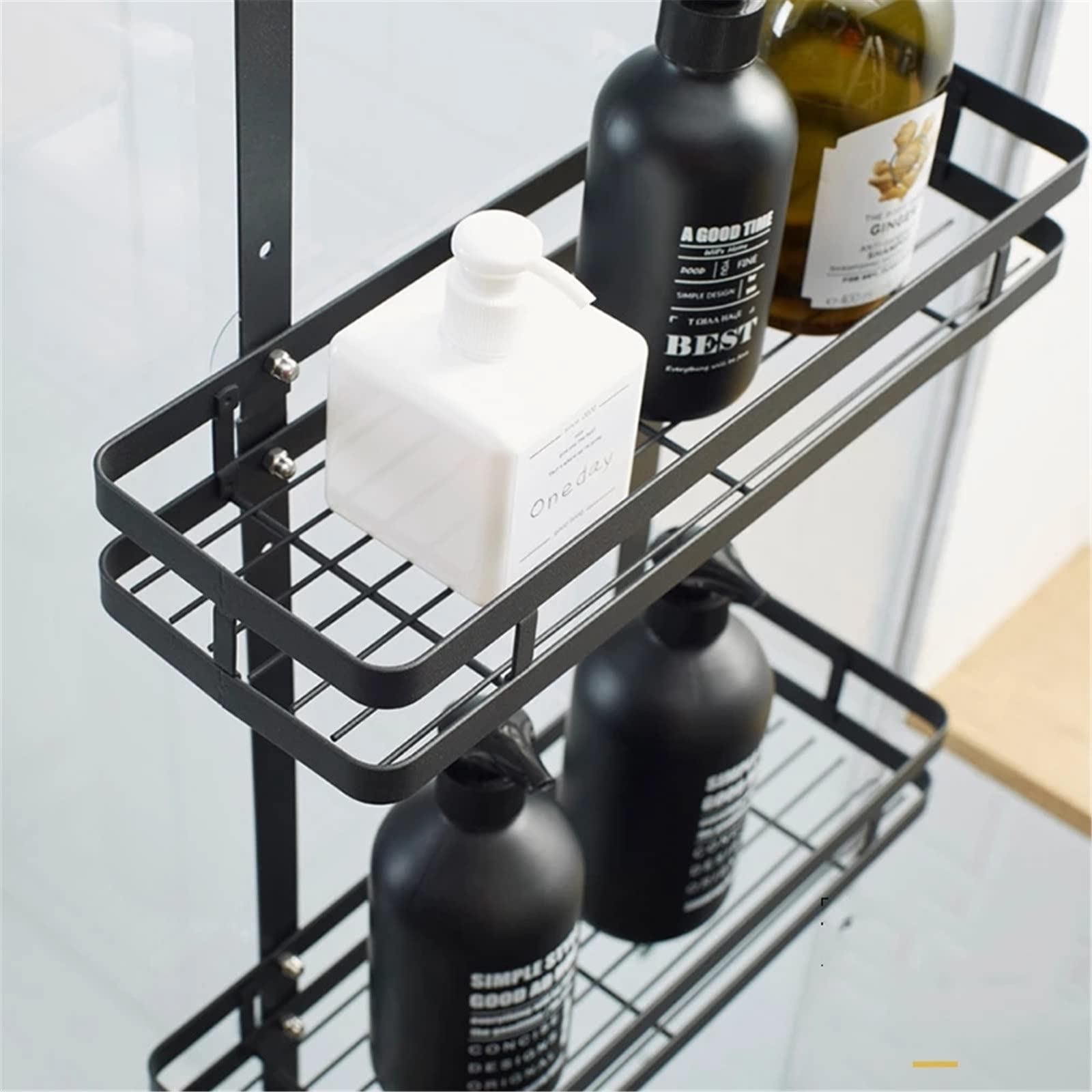Estantería de Ducha para Colgar Bandeja for Colgar la Pared Bande (Color : Schwarz, Size : B)