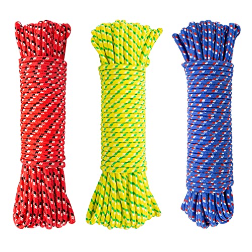Milestone Camping 20560 100ft Multi-Purpose Utility Rope/Red, Blue or Yellow/Durable Indoor Outdoor Essential/Lightweight and Flexible