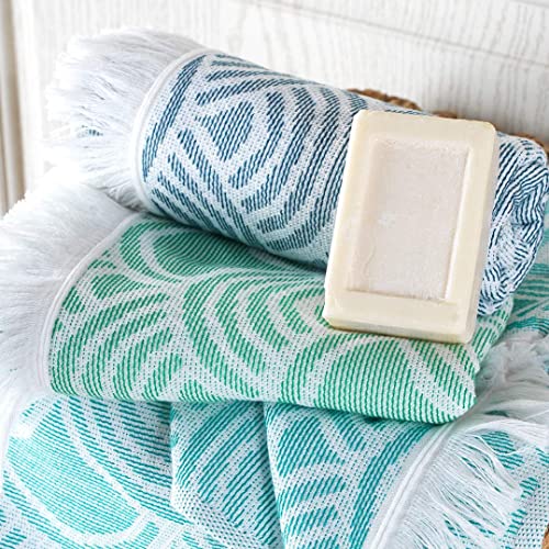 Sea Me At Home Turkish Hand Towels For Bathroom, Kitchen Towels Decorative Set Of 2, Luxury Turkish Cotton Dish Tea Towels 14 X 30 Inches For Modern, Boho, And Farmhouse Decor (Turquoise Waves) #TOP5