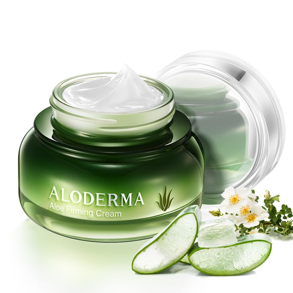 Aloderma Aloe Firming Face Cream – Made at the Source with 67% Organic Aloe Vera – Firming Face & Neck Cream with Vitamin E and African Birch Bark – Natural Renewing Face Cream to Defy Aging, 1.7oz