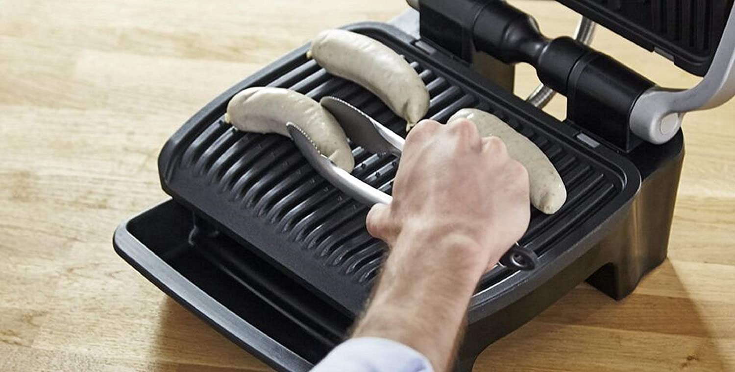 Tefal GC750 OptiGrill Elite Grill Elektryczny domowy, automatic sensor cooking, 12 automatycznych programów, asystent grillowania, pojemna tacka, wymiary 39.9 x 23 x 36.9 cm, srebrny