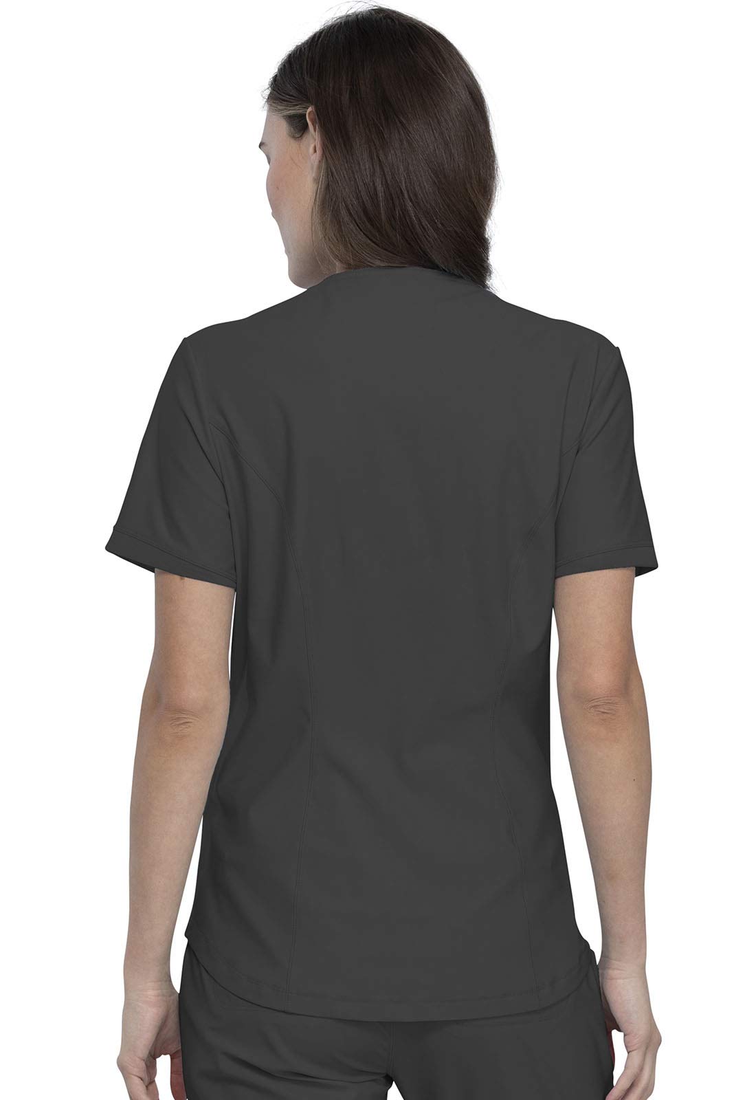 Cherokee Conjunto de uniforme médico para mujer, 7 bolsillos, cuello en V, dobladillo curvado CK840 y pantalón de pierna cónica de tiro medio CK095, peltre XL / pantalón 2XL