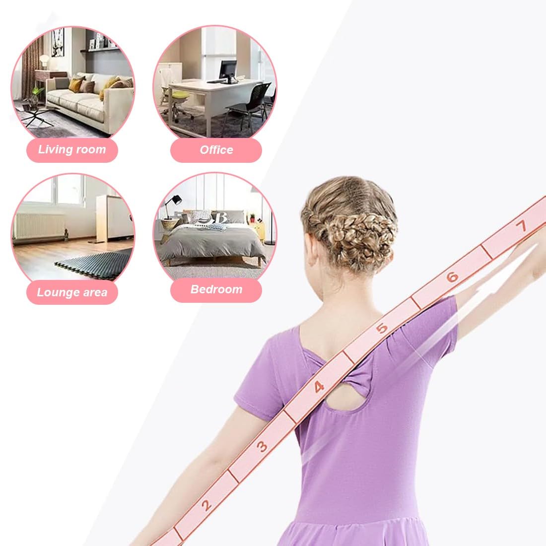 1 Pcs Elastico Fasce di Resistenza, Elastici Fitness Yoga Stretching Band con 10 Loops, Elastico Numerato Ginnastica Ritmica, Yoga Stretching Band,Fasce Elastiche Fitness per Yoga Pilates(Rosa)