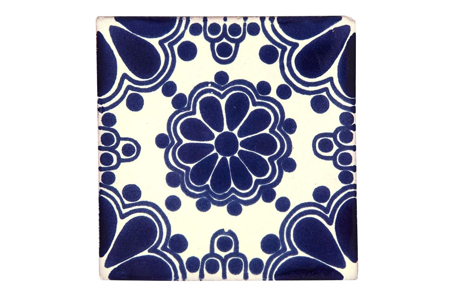 Cerames azulejos de mosaico Talavera Mirta - 30 azulejos decorativos de cerámica mexicana para baño, ducha, escaleras, pared posterior de la cocina | azulejos de mexicanos 10,5x10,5 cm