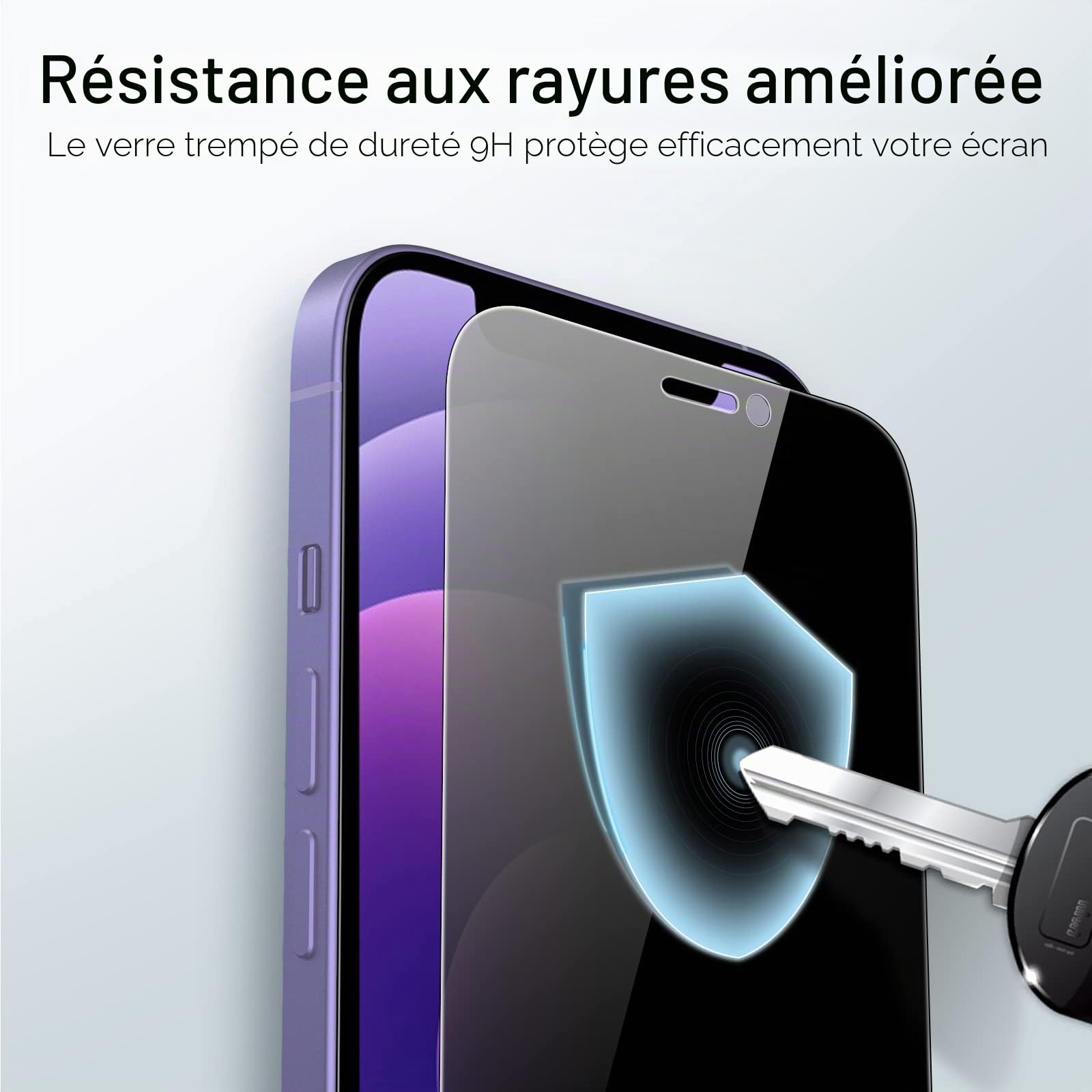 JETech Protection d'Écran Anti-Espion pour iPhone 12 et iPhone 12 Pro 6,1 Pouces, Couverture Complète Film en Verre Trempé, Compatible Coque, Lot de 2