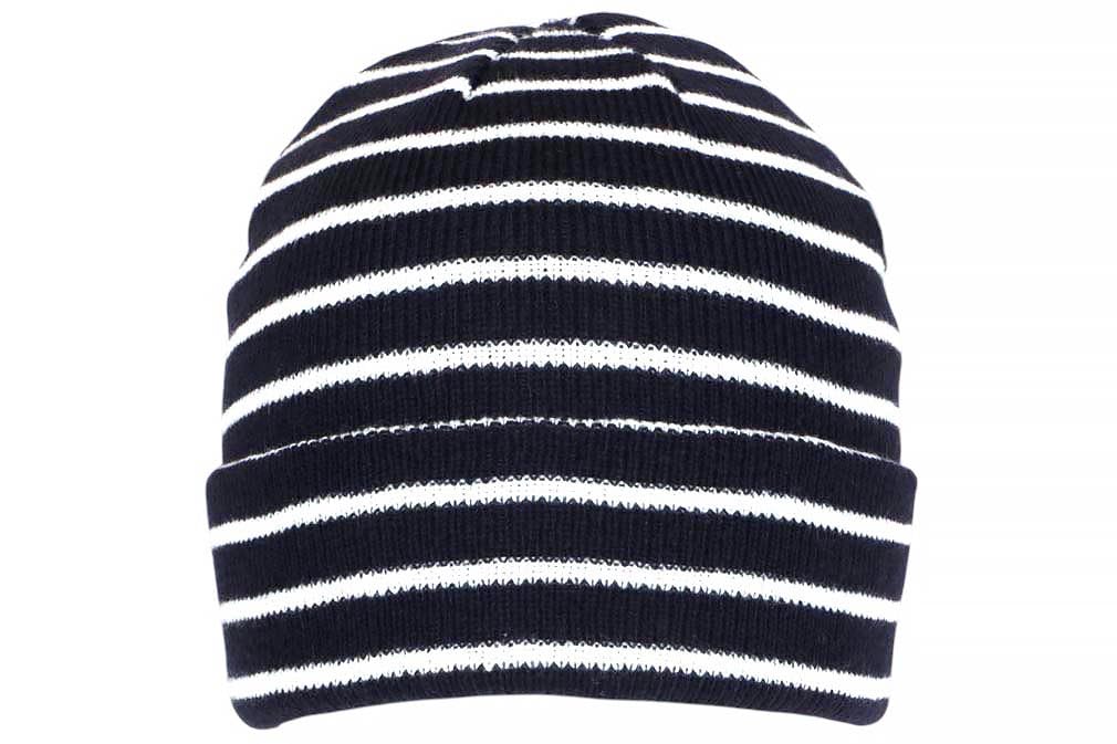 Bonnet Marin Enfant Style Breton, Rayures Bleues, Tricot en Laine, Elfenn