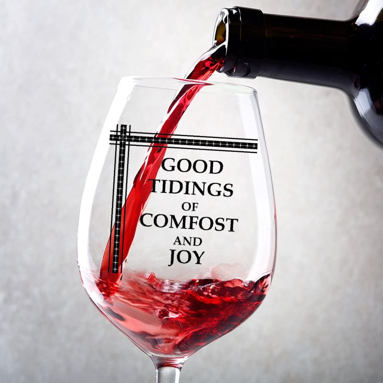 Verres à vin amusants pour Noël et soirées entre amis lot de 2 transparents