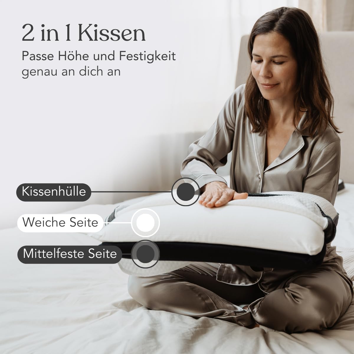 Liebscher & Bracht – Nackenstützkissen orthopädisch zur Unterstützung bei Nackenschmerzen 40x55cm – Schlafkissen ergonomisch & höhenverstellbar - mittelfest & fest – Atmungsaktiv & Waschbar