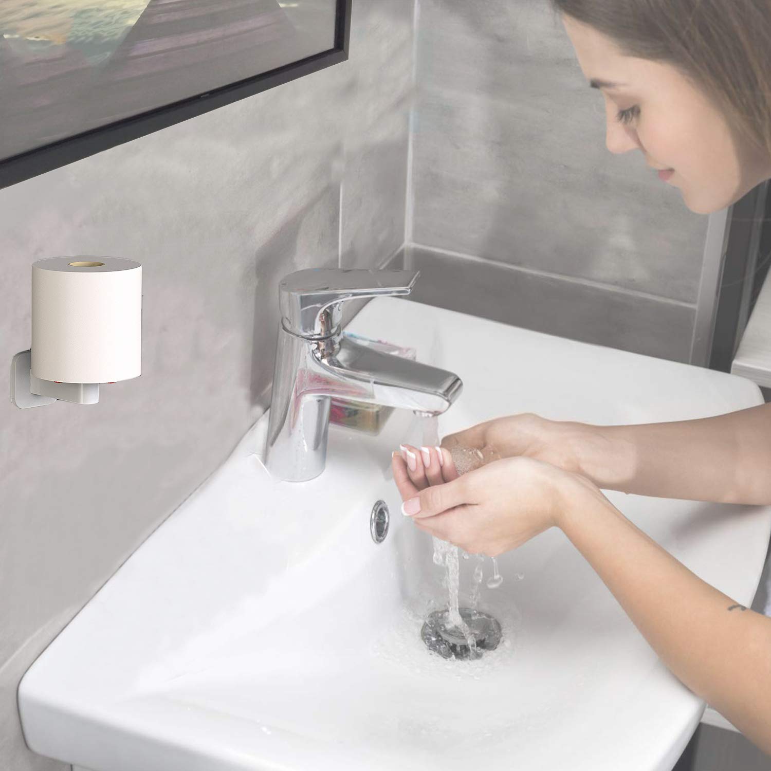 Self Adhesive Toilet Paper Holder No Drilling, White — Amazon image 5