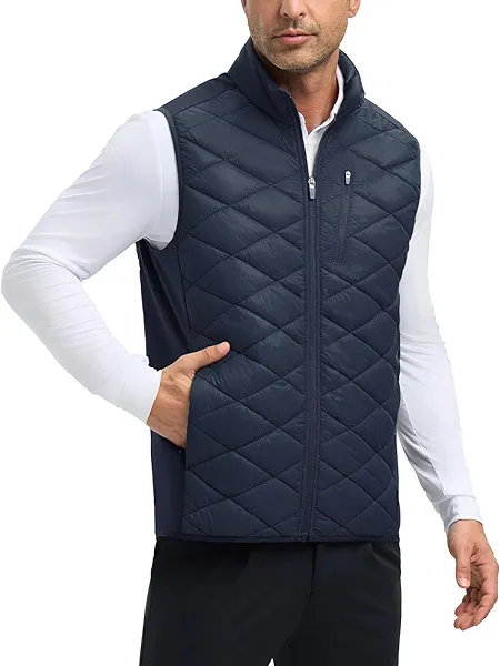 baleaf Men's Puffer Vest Outerwear Golf Sleeveless Jacket Winter Warm Lightweight Pockets Windproof