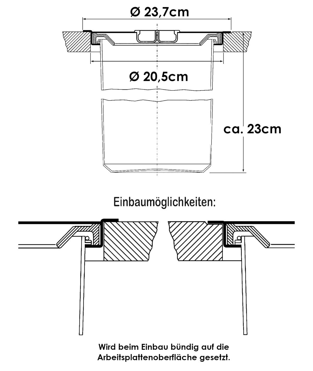 WESCO Ergo Master 5 L, Edelstahl mit Alu-Einsatz, Einbau Abfallsammler für Arbeitsplatte Mülleimer