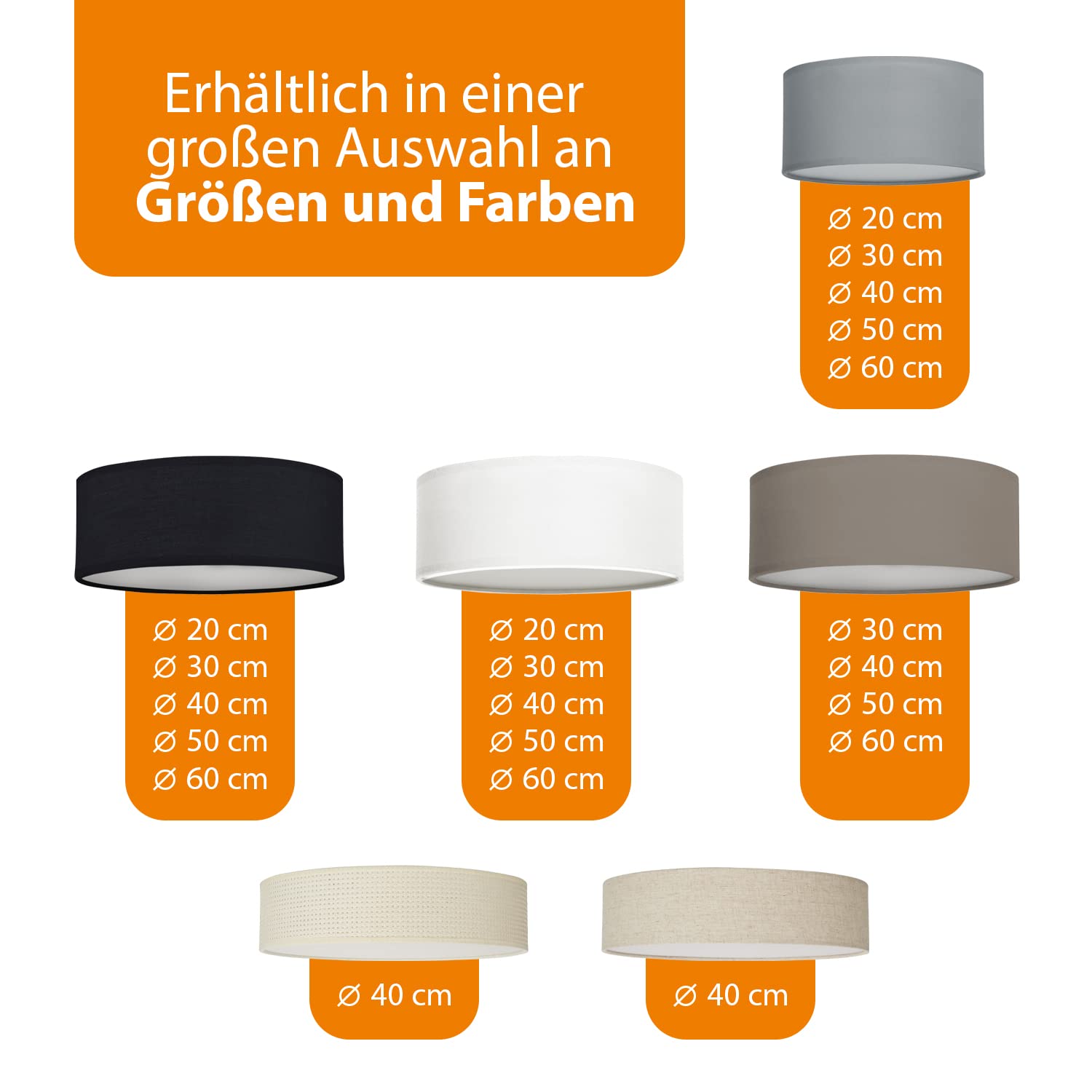 Smartwares Deckenleuchte – Textilschirm – 60 cm Ø – 4x E27 – Max. 18 W – Für LED geeignet – Schwarz – IDE-60047