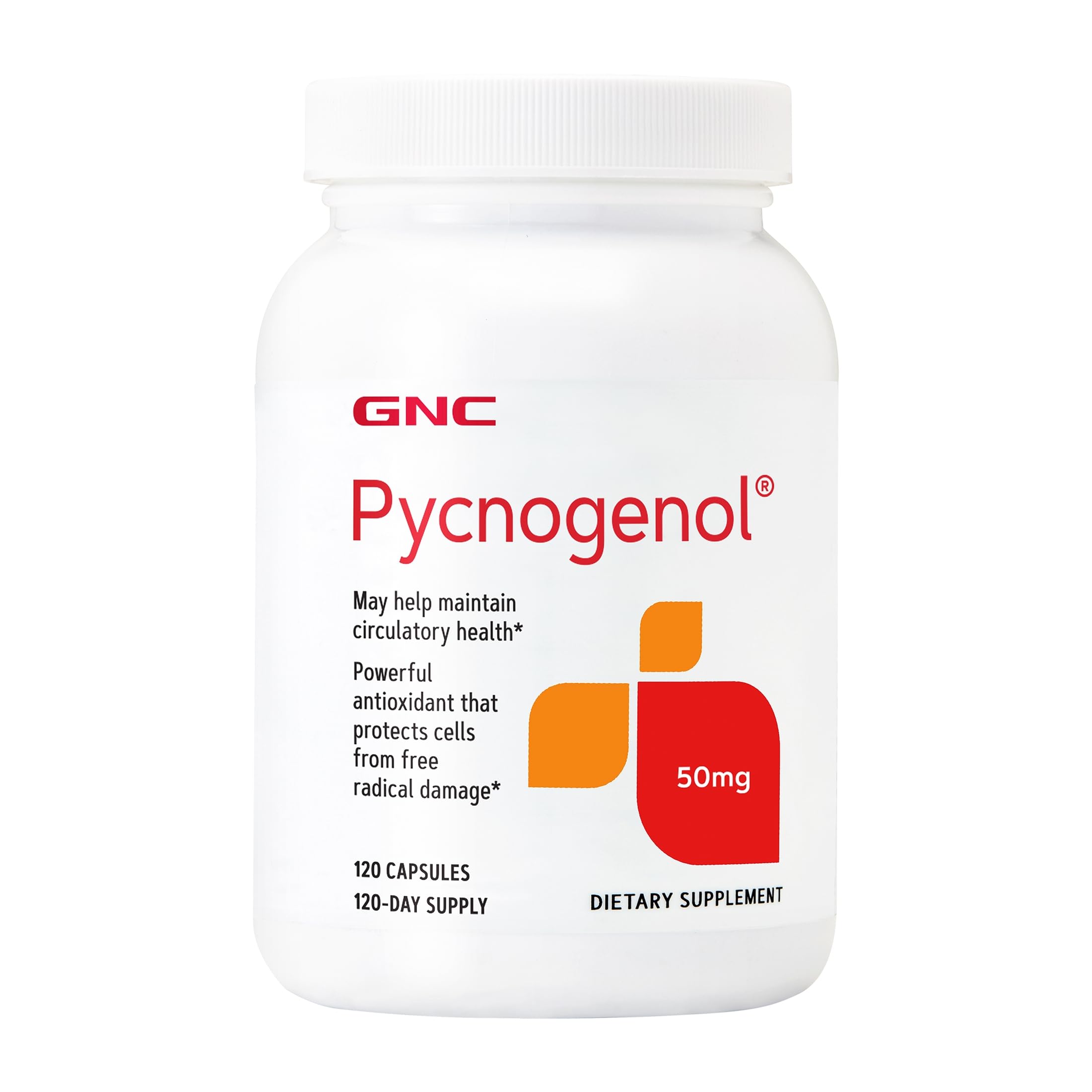 GNC Pycnogenol 50mg, Maintains Circulatory Health, 120 Capsules 120 Count (Pack of 1)