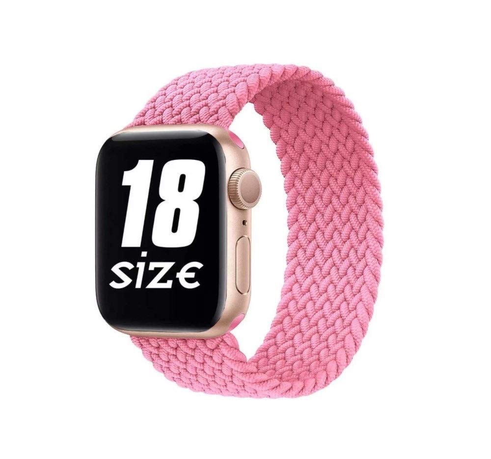 D'VOGUE Braided Solo Loop Sports Strap Elastic Bands Compatible for Apple Watch, Stretchy Sports Unisex Wristband with no Clasps or Buckles for iWatch Series 6/SE/5/4/3/2/2 - Pink Punch, 38/40 Small