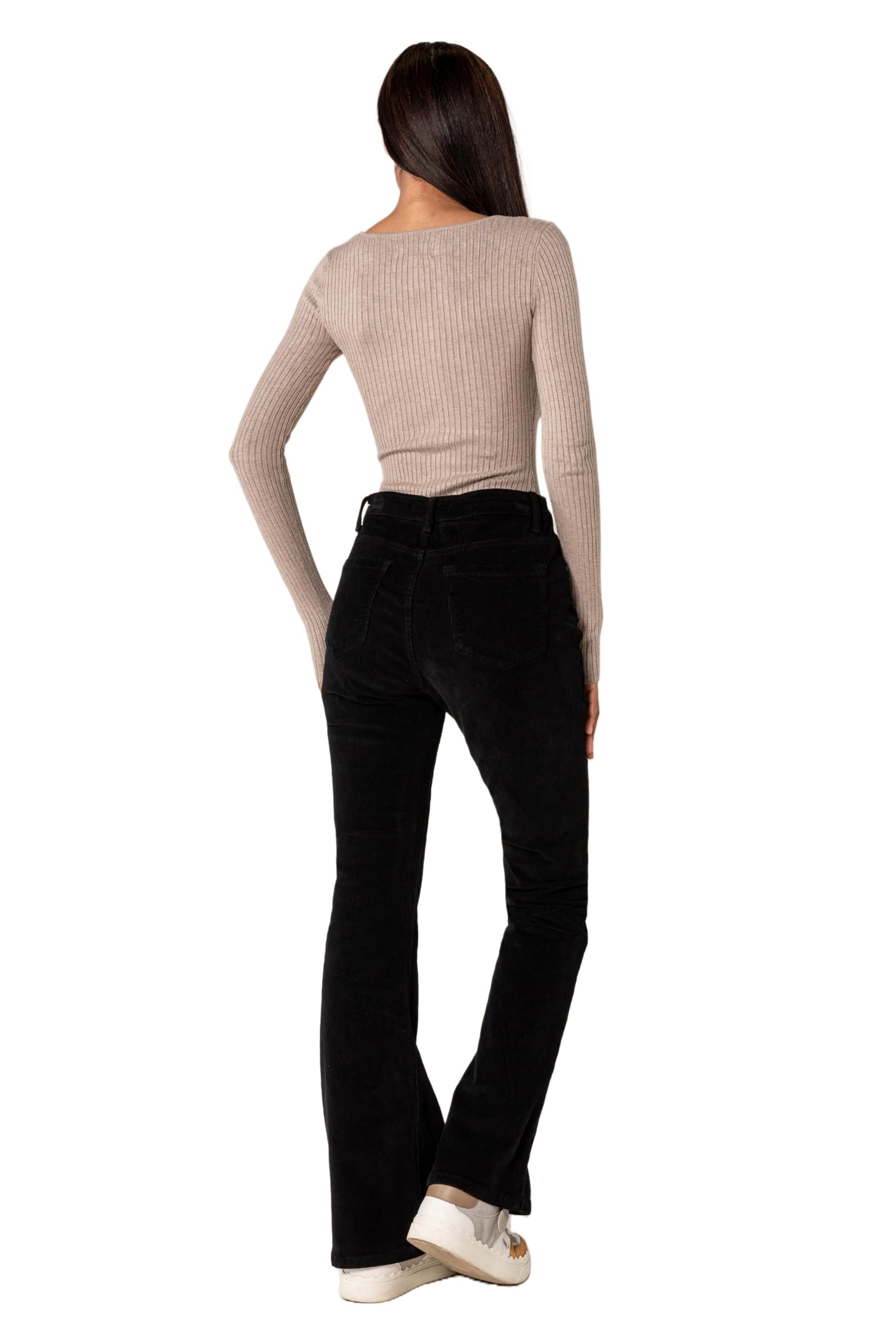 Nina Carter J221 - Pantaloni da donna a vita alta, in velluto a coste, stile vintage