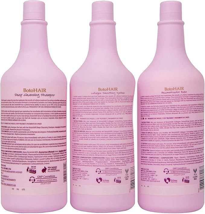 INOAR PROFESSIONAL BotoHAIR Tiefenreinigungs-Shampoo, BotoHAIR Kollagensystem und BotoHAIR Rekonstructor-Balsam, 3 Liter