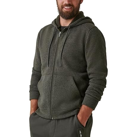 BASS OUTDOOR Men's 'Alpine Sherpa' Casual Warm Classic Full Zip Drawstring Hooded...