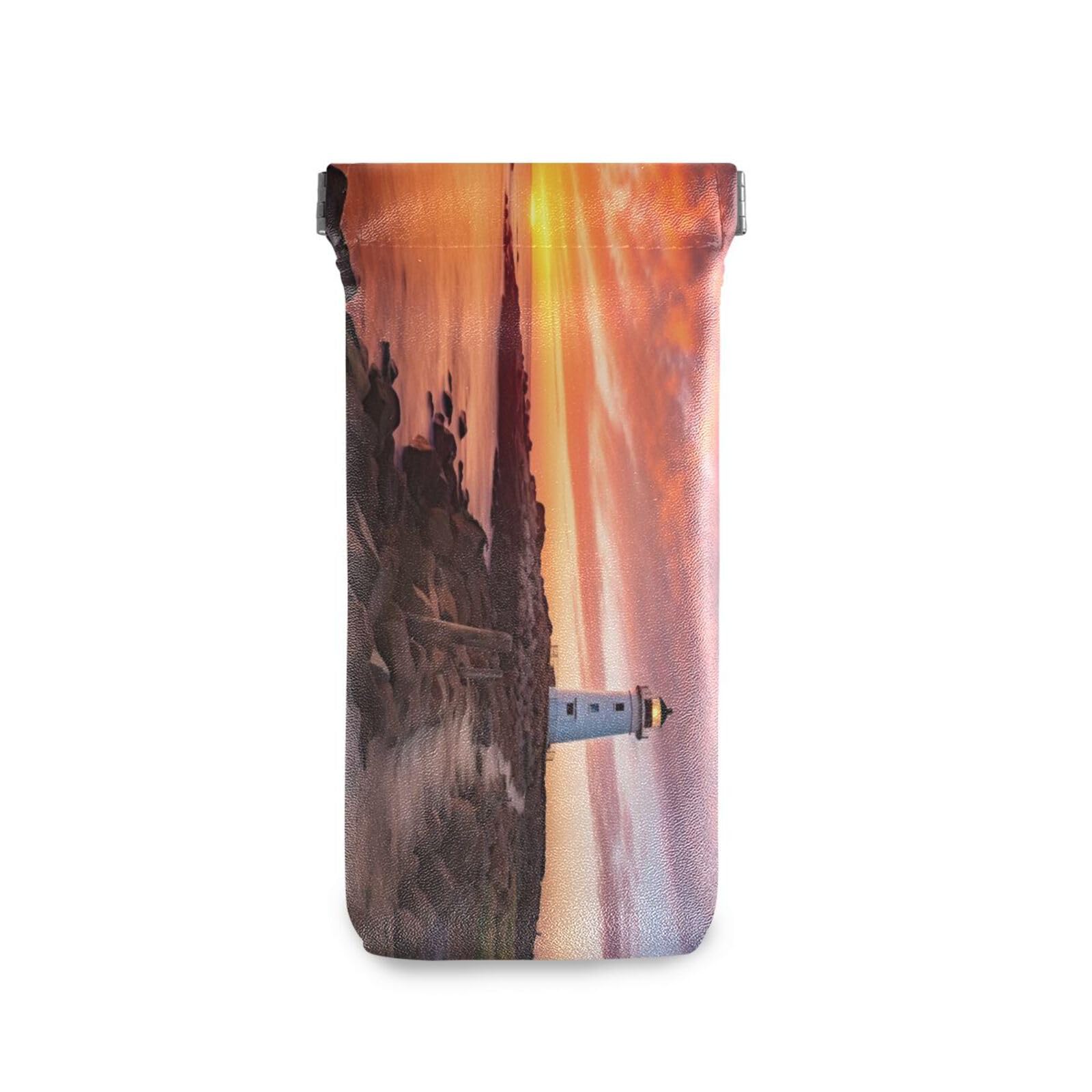 FLildon Lighthouse Landscape Eyeglasses Pouch Squeeze Top Sunglasses Case Soft PU Leather Eyeglass Bag for Men Women