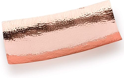 Miniatura 6 de Bandeja rectangular de cobre para servir, bandeja y platos de cobre, centro de mesa decorativo, bandeja martillada de 16 pulgadas