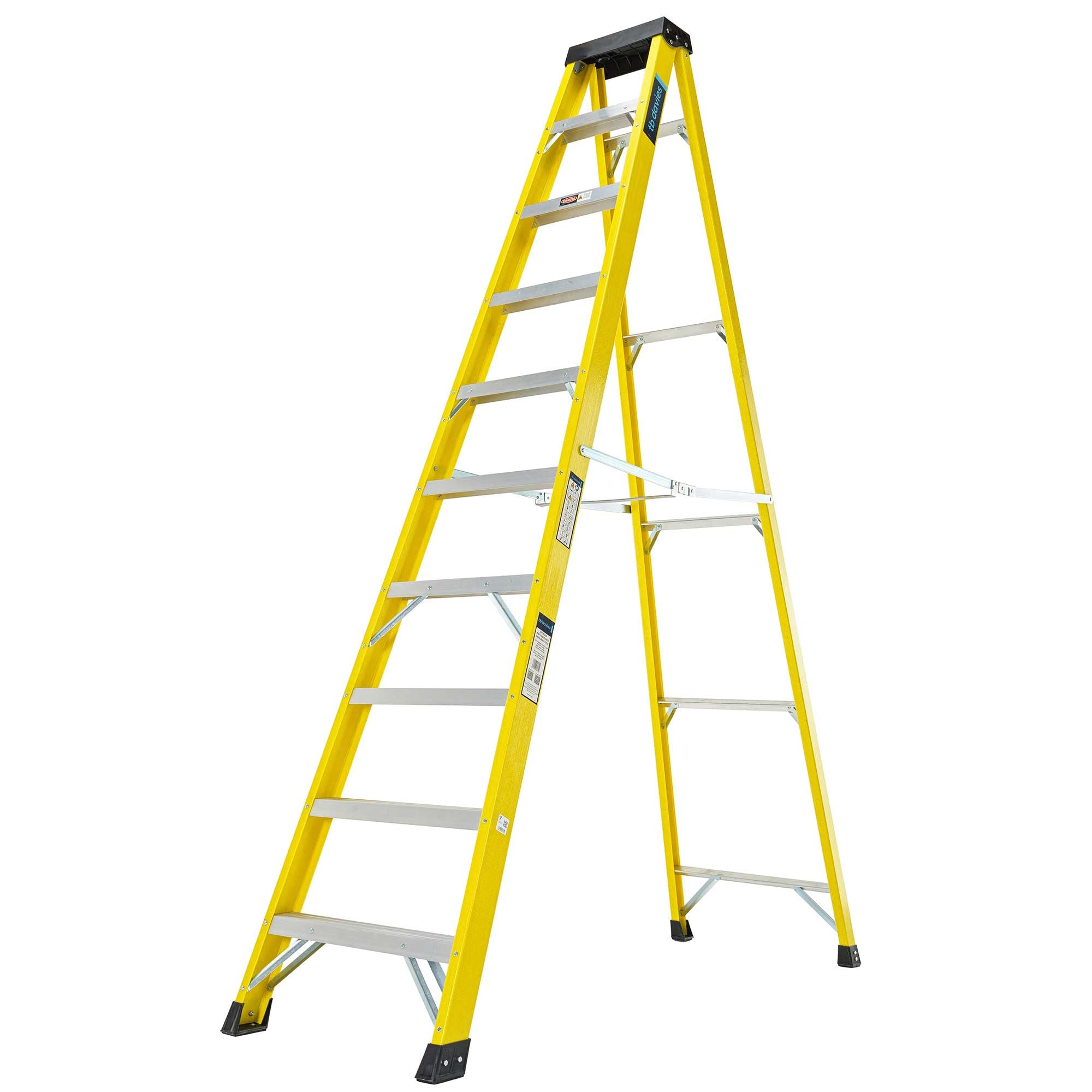 RS PRO Aluminium, Fiberglass 10 steps Step Ladder, 1.91m open length