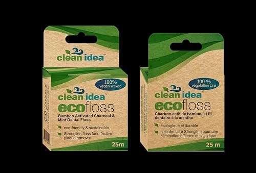 Miniatura 7 de EcoFloss - Hilo natural ecológico de 19.7 x 82.0 ft, hilo de bambú con infusión de carbón, biodegradable y 100% vegano encerado, sabor a menta no
