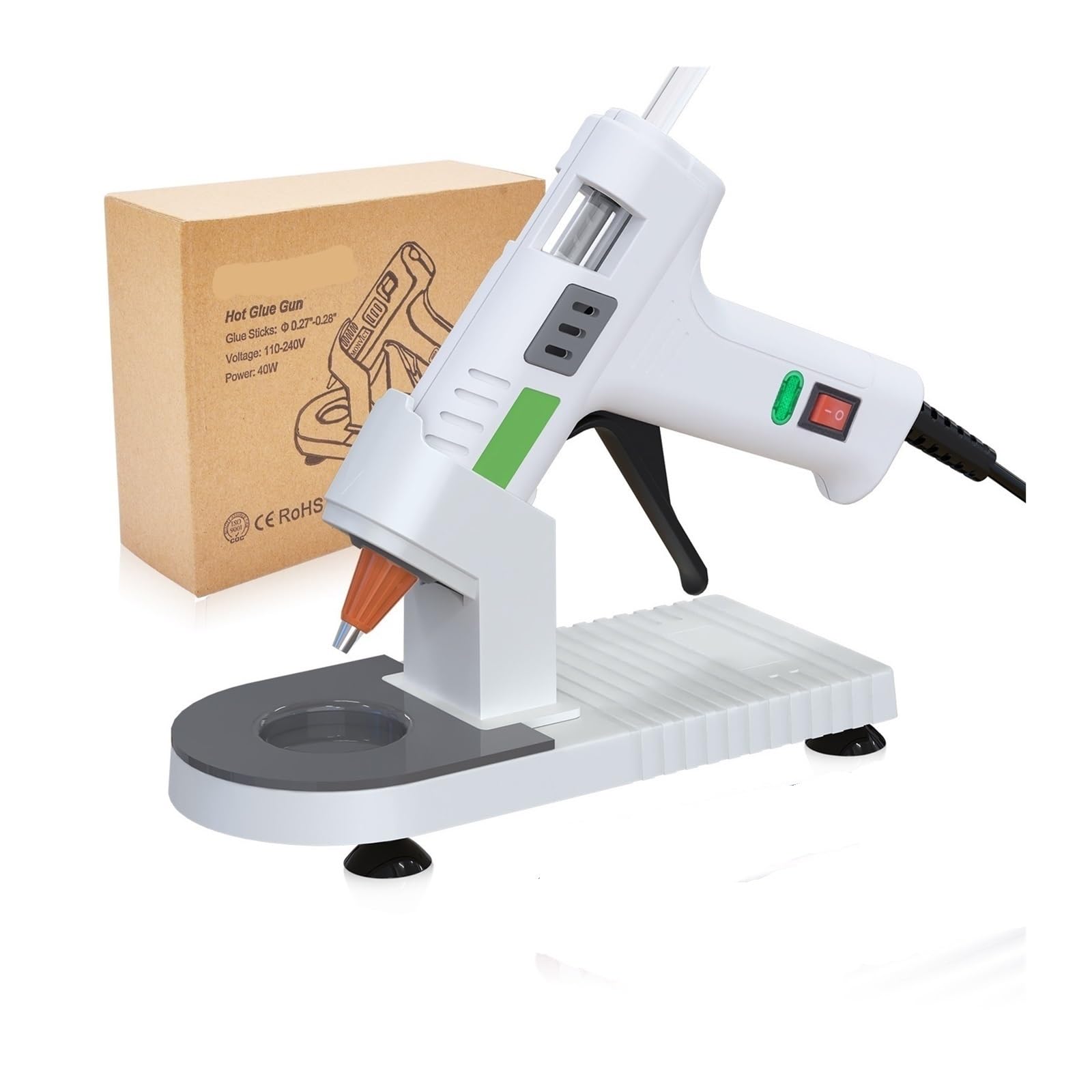 do projektów rękodzielniczych typu „zrób to sam” i Hot Glue Gun, MONVICT 40W Fast Heating Glue Gun Kit With A Glue Gun Stand And 30 Glue Sticks, Design For DIY, Crafts(White)