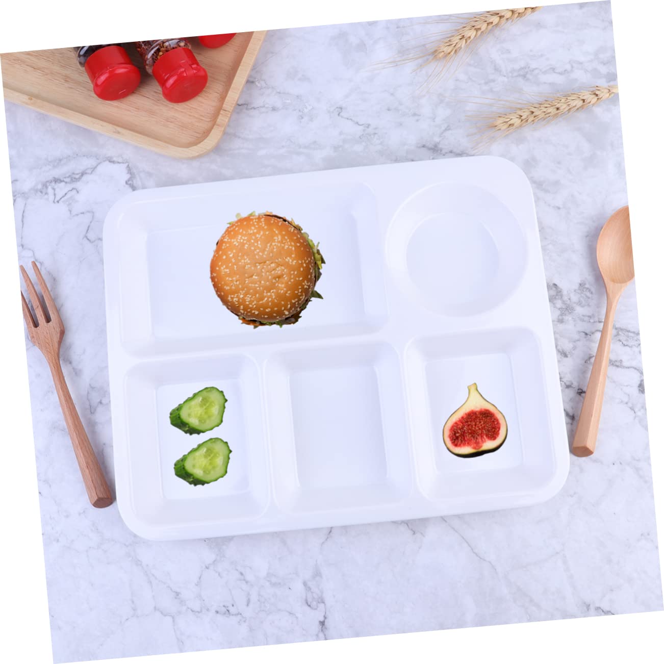 MOLUCKFU Divider Lunch Container Plate Small Divided Dish for Family Restaurant Easy to Clean