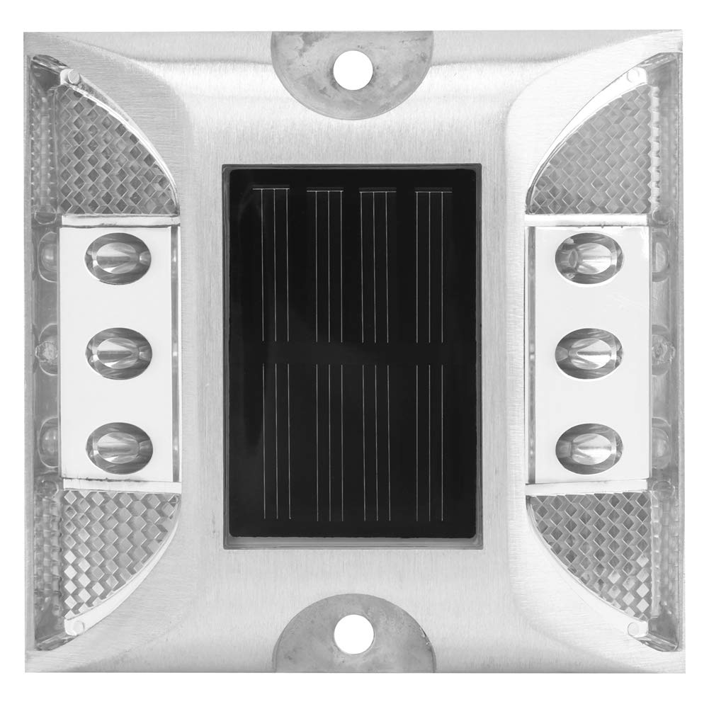 Luces de Marcador de Tierra LED de Energía Solar Lámpara de Carretera Al Aire Libre Impermeable Duradera para Entrada 4.1x4.1in Amarillo (WHITE)