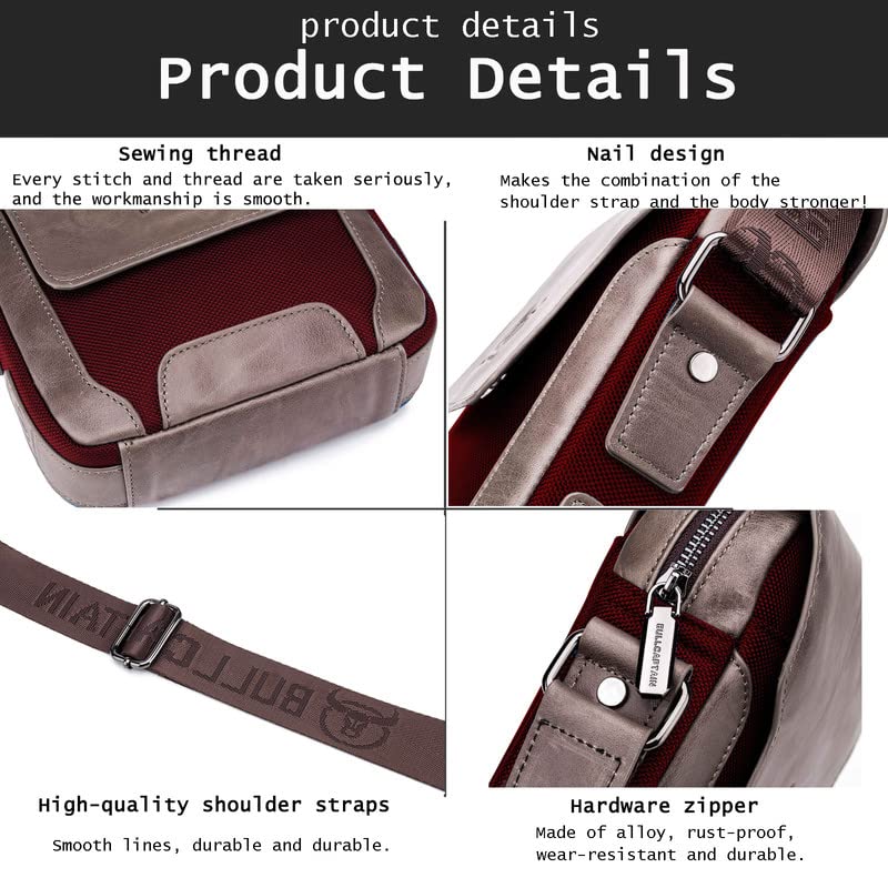 Bandoleras Hombre Piel,Bolsos Bandolera Hombre,Bolso Hombre,Adecuado para Trabajo, Viajes, cafetería, etc,Rojo.