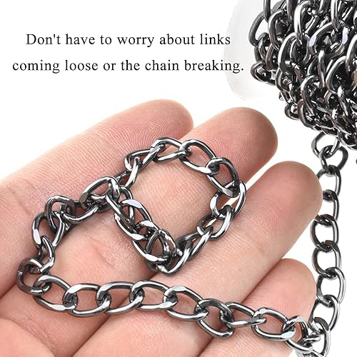 Miniatura 5 de HAHIYO Cadena de eslabones de 16.4 pies, cómoda de llevar, cómoda conexión resistente, de aluminio duradero, accesorios de joyería cubana trenzados,