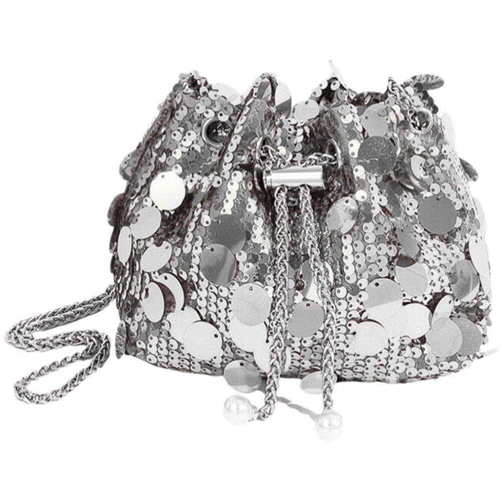 LearnLyrics Borsa a secchiello con coulisse con Strass,Borsa a secchiello con strass da donna | Borsa a mano frizione da sera a tracolla | pochette da sera a tracolla per donna, ragazza