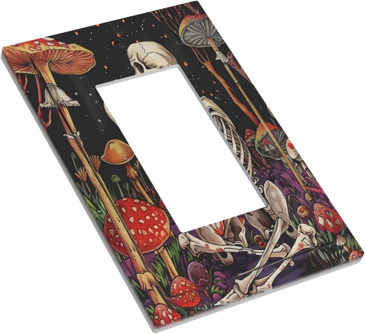 ROUGUI Decorative Outlet Covers Skeletons are Kissing and Surrounded by Red Mushrooms 1 Gang Single Decora GFCI Device Light Switch Cover Plate 1 Rocker Wall Plate Jumbo Switch Plate Cover image 3