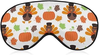 Thanksgiving Turkey Pumpkin 8 X 4 Inch Sleep Mask for Women Men Adjustable Strap Eye Cover Sleeping Blindfold for Travel Nap