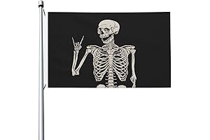 Rock and Roll Skeleton Skull Boho Hippie Double-Sided Printed Flag 3x5 Ft Rave Flag