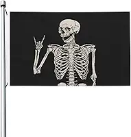 Bandeira hippie Boho Rock and Roll Skeleton Skull 9,5 x 1,5 m, bandeiras para jardim e quintal, decoração de casa